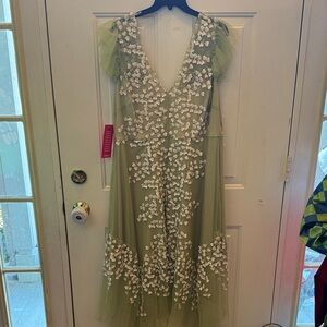 Alex Marie Green and White Floral Maxi Dress